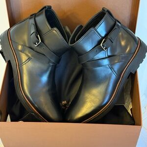 Coach Men's Black Leather Buckle Boots